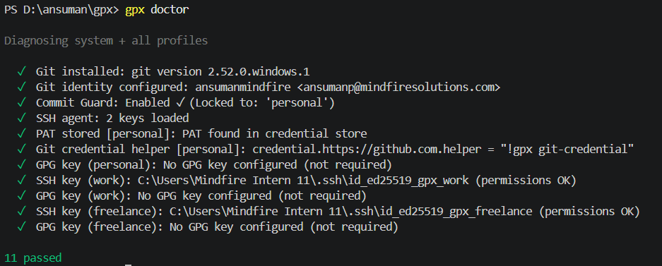 Doctor command output