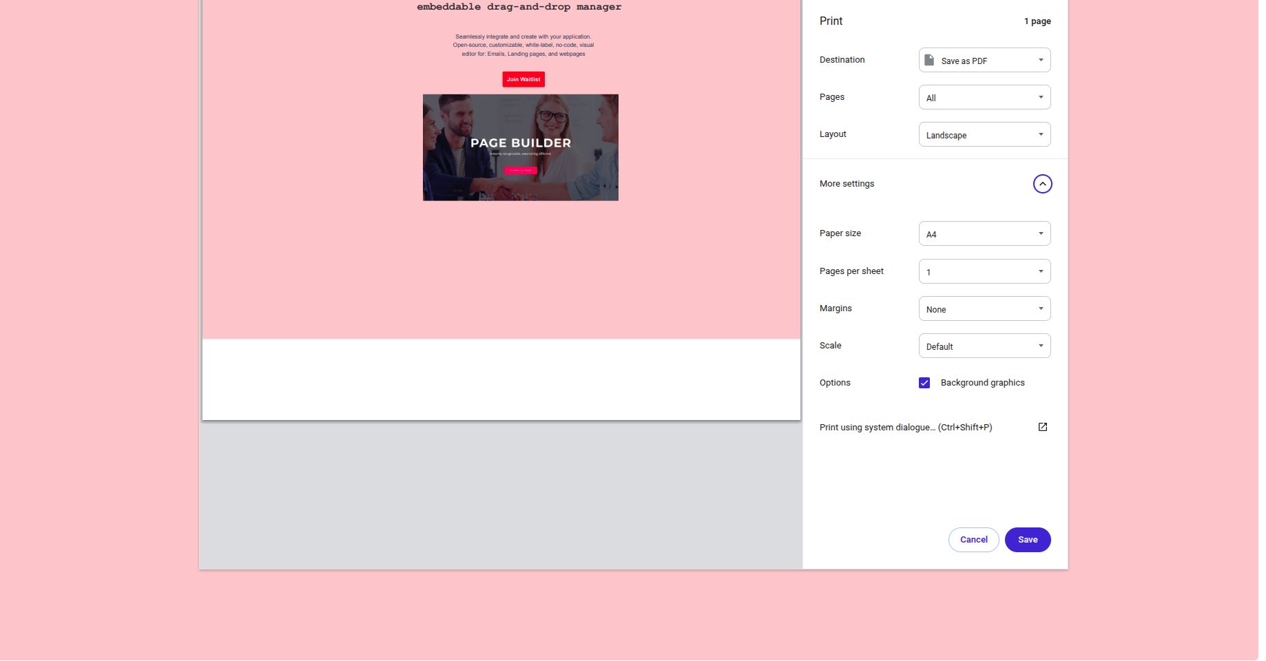 PDF Export Interface